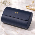 Personalized leather watch roll, 2-slot travel case, TigreX Leather Studio