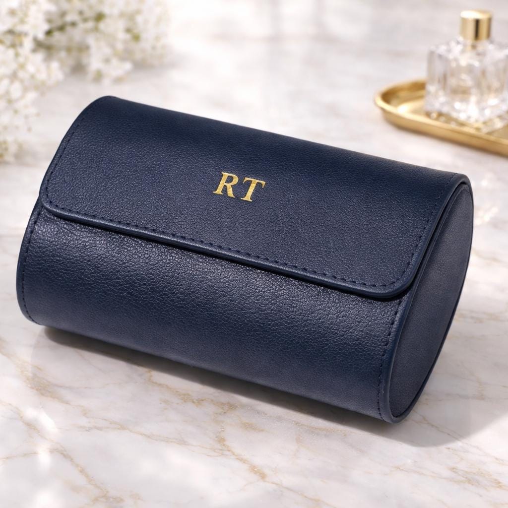 Personalized leather watch roll, a gift for groomsmen or Father's Day