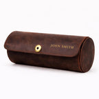 Personalized Leather Tie Case – Luxury Travel Organizer (Crazy Horse Leather) Tigre X Studio