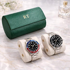 Personalized Leather Watch Roll – 2 Slot Travel Case Tigre X Studio