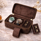 Personalized Leather Watch Case – 3 Slot Travel Organizer Tigre X Studio