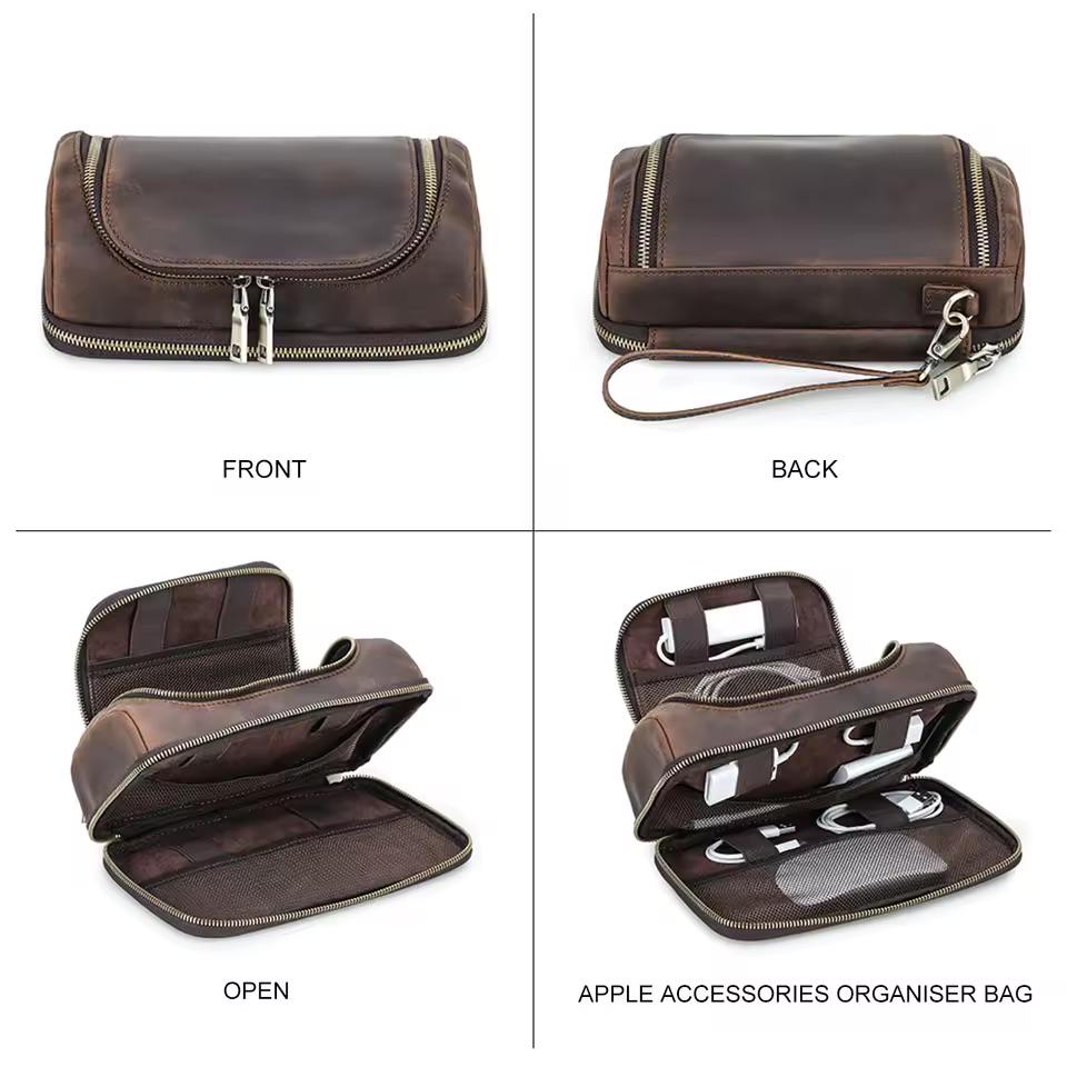 Personalized Leather Tech Organizer – Travel Essentials Case Tigre X Studio