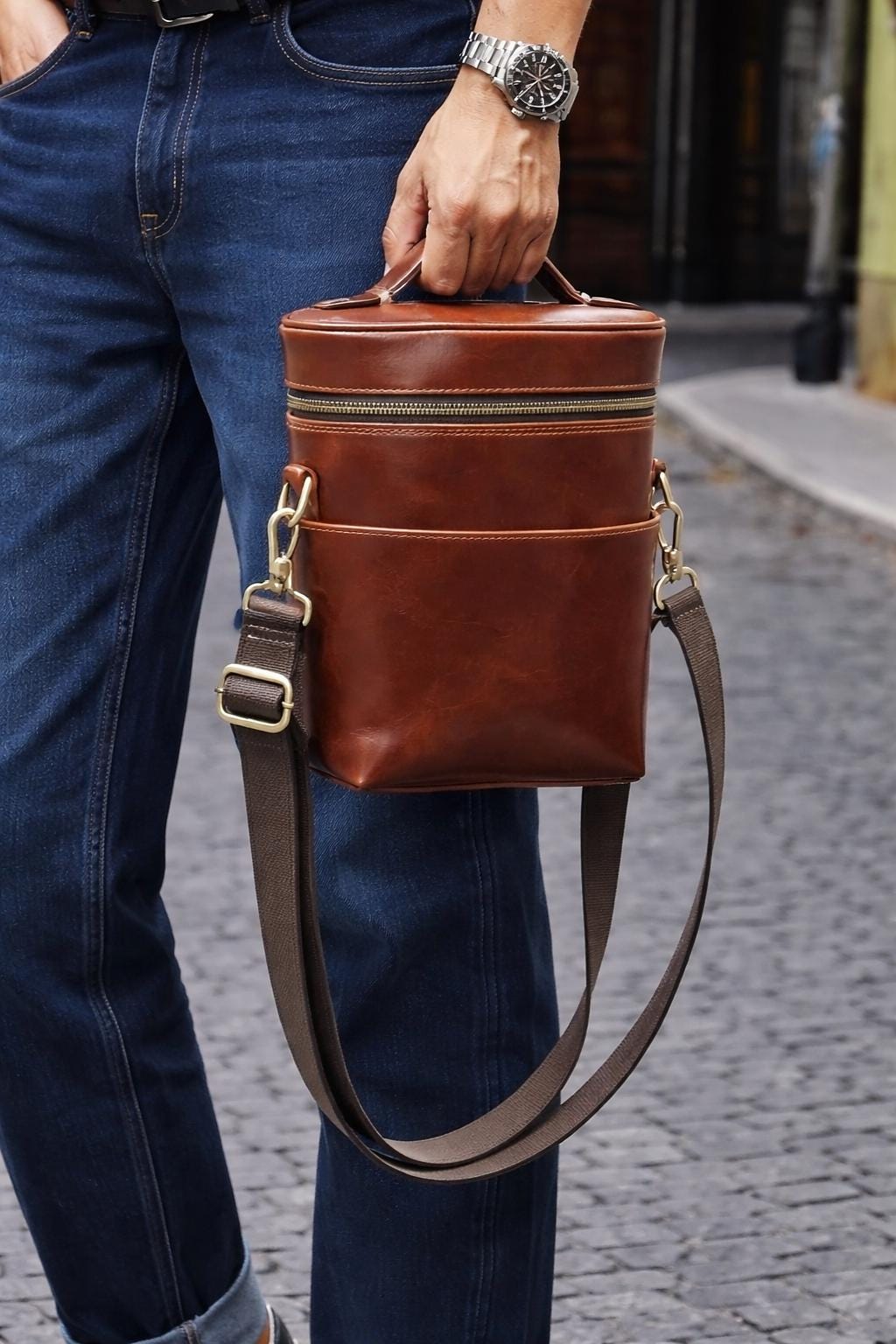 Personalized Leather Crossbody Bag – Full-Grain Everyday Carry Tigre X Studio