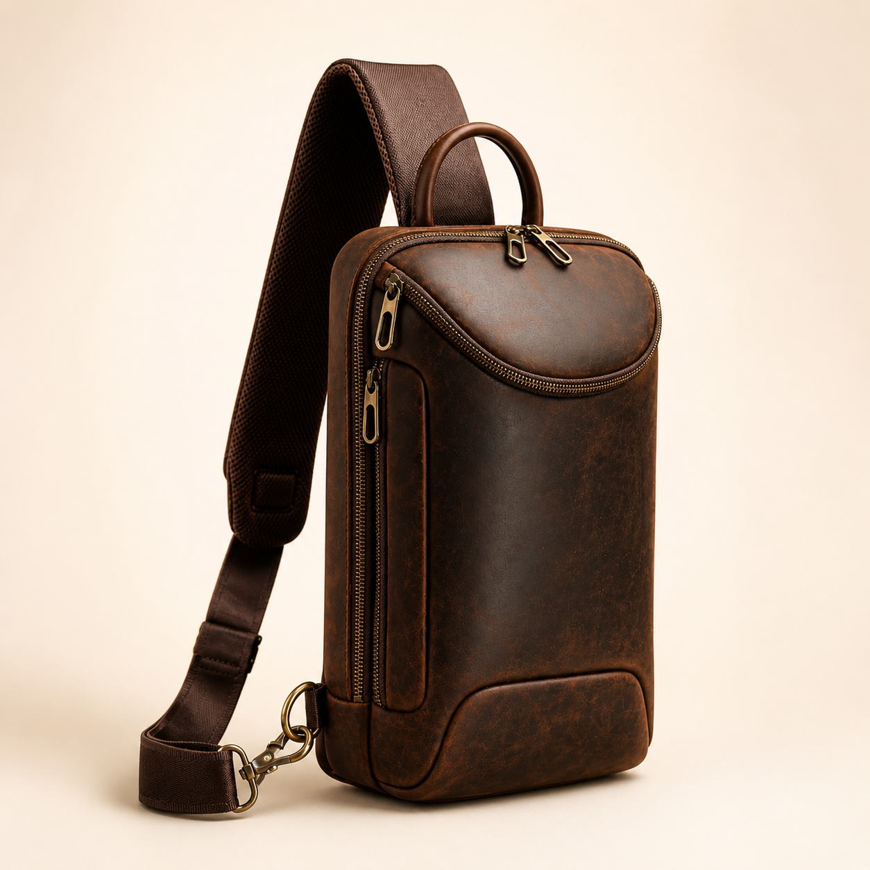 Handmade Chest Bag | Full-Grain Crossbody Sling - iPad Case Tigre X Studio